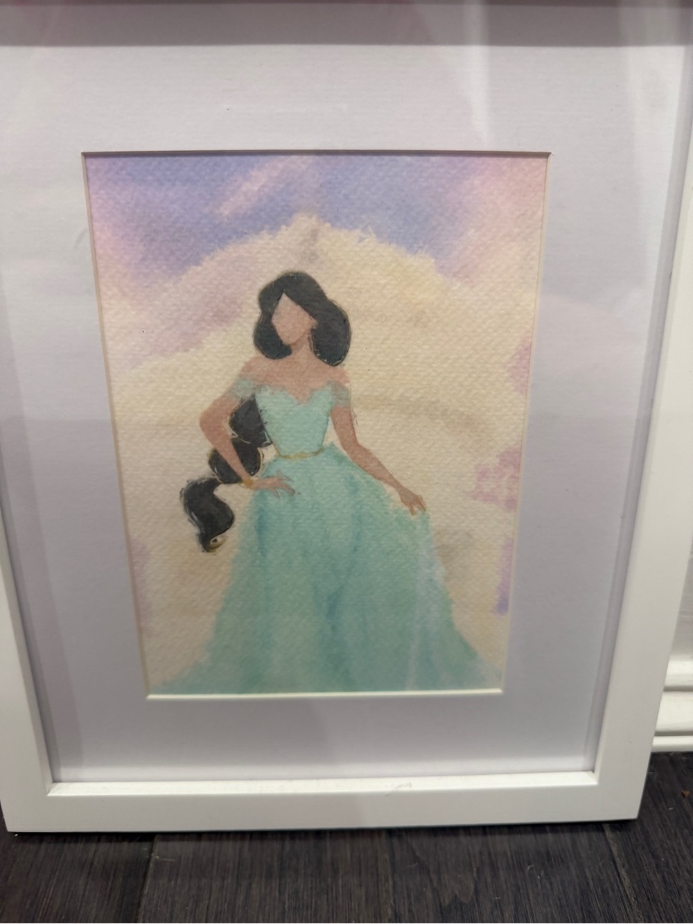 NWOT CUSTOM MADE Disney Princess Jasmine Watercolor Portrait Frame 11” x 9” - Picture 3 of 6